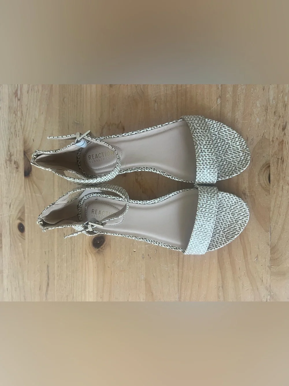 Reaction Kenneth Cole Great Viber Sandals 7.5 Raffia Woven Coastal Boho Flat